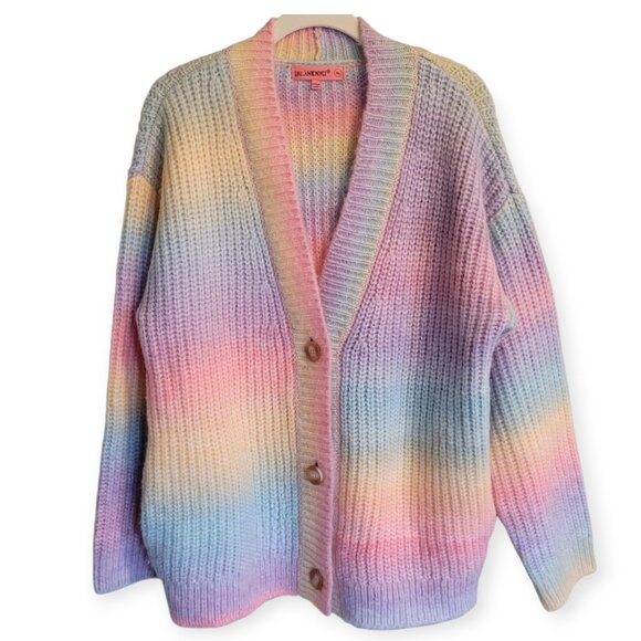 BLANKNYC I Hope So Multicolored Rainbow Pastel Dreamy Romantic Cardigan XL EUC - Picture 7 of 15